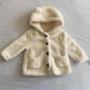 Old Navy cute teddy bear ears hoodie sherpa cozy jacket size 6-12 months